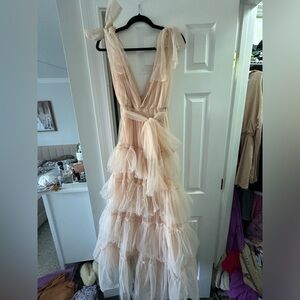 Long Tulle Dress With Ruffles